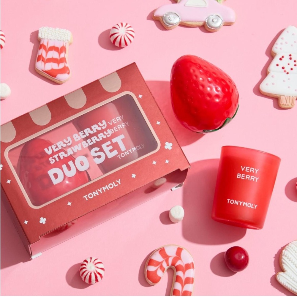 Tony Moly Very Berry Strawberry Hand Cream and Candle Set